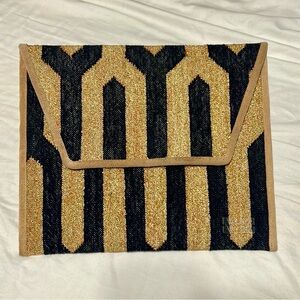 WKND WYFR gold and black envelope clutch